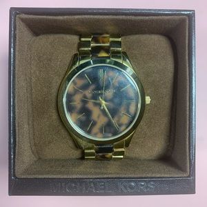 MICHAEL KORS Gold Tortoise Oversized Women’s Watch